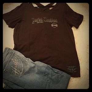 Black short sleeves Harley Davidson tee shirt